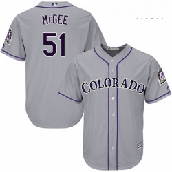 Mens Majestic Colorado Rockies 51 Jake McGee Replica Grey Road Cool Base MLB Jersey