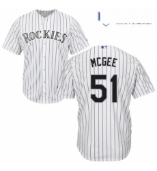 Mens Majestic Colorado Rockies 51 Jake McGee Replica White Home Cool Base MLB Jersey