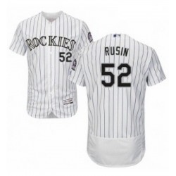 Mens Majestic Colorado Rockies 52 Chris Rusin White Home Flex Base Authentic Collection MLB Jersey