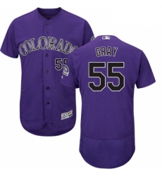 Mens Majestic Colorado Rockies 55 Jon Gray Purple Flexbase Authentic Collection MLB Jersey