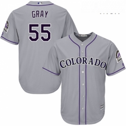 Mens Majestic Colorado Rockies 55 Jon Gray Replica Grey Road Cool Base MLB Jersey