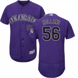 Mens Majestic Colorado Rockies 56 Greg Holland Purple Flexbase Authentic Collection MLB Jersey