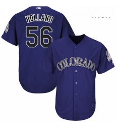 Mens Majestic Colorado Rockies 56 Greg Holland Replica Purple Alternate 1 Cool Base MLB Jersey 