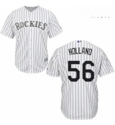 Mens Majestic Colorado Rockies 56 Greg Holland Replica White Home Cool Base MLB Jersey 