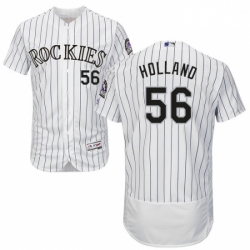 Mens Majestic Colorado Rockies 56 Greg Holland White Flexbase Authentic Collection MLB Jersey