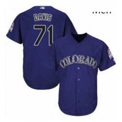 Mens Majestic Colorado Rockies 71 Wade Davis Replica Purple Alternate 1 Cool Base MLB Jersey 