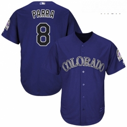 Mens Majestic Colorado Rockies 8 Gerardo Parra Replica Purple Alternate 1 Cool Base MLB Jersey