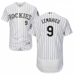 Mens Majestic Colorado Rockies 9 DJ LeMahieu White Home Flex Base Authentic Collection MLB Jersey