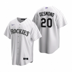Mens Nike Colorado Rockies 20 Ian Desmond White Home Stitched Baseball Jerse