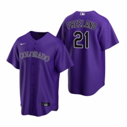 Mens Nike Colorado Rockies 21 Kyle Freeland Purple Alternate Stitched Baseball Jersey