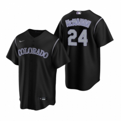 Mens Nike Colorado Rockies 24 Ryan McMahon Black Alternate Stitched Baseball Jersey