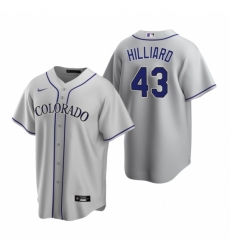 Mens Nike Colorado Rockies 43 Sam Hilliard Gray Road Stitched Baseball Jersey