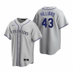 Mens Nike Colorado Rockies 43 Sam Hilliard Gray Road Stitched Baseball Jersey