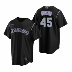 Mens Nike Colorado Rockies 45 Scott Oberg Black Alternate Stitched Baseball Jersey