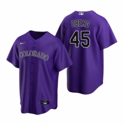 Mens Nike Colorado Rockies 45 Scott Oberg Purple Alternate Stitched Baseball Jersey