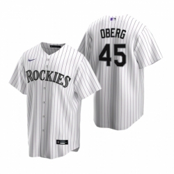Mens Nike Colorado Rockies 45 Scott Oberg White Home Stitched Baseball Jersey