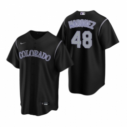 Mens Nike Colorado Rockies 48 German Marquez Black Alternate Stitched Baseball Jersey