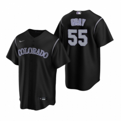 Mens Nike Colorado Rockies 55 Jon Gray Black Alternate Stitched Baseball Jerse
