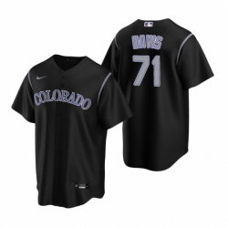 Mens Nike Colorado Rockies 71 Wade Davis Black Alternate Stitched Baseball Jersey