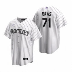Mens Nike Colorado Rockies 71 Wade Davis White Home Stitched Baseball Jersey