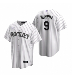 Mens Nike Colorado Rockies 9 Daniel Murphy White Home Stitched Baseball Jersey