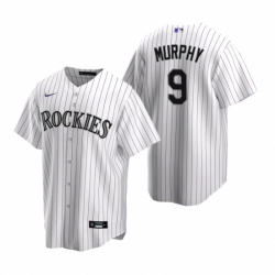 Mens Nike Colorado Rockies 9 Daniel Murphy White Home Stitched Baseball Jersey