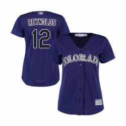 Womens Colorado Rockies 12 Mark Reynolds Replica Purple Alternate 1 Cool Base Baseball Jersey 