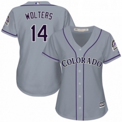 Womens Majestic Colorado Rockies 14 Tony Wolters Authentic Grey Road Cool Base MLB Jersey 