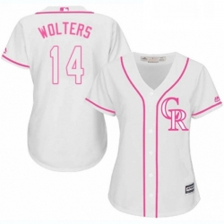 Womens Majestic Colorado Rockies 14 Tony Wolters Replica White Fashion Cool Base MLB Jersey 