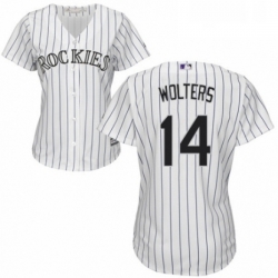 Womens Majestic Colorado Rockies 14 Tony Wolters Replica White Home Cool Base MLB Jersey 