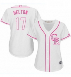 Womens Majestic Colorado Rockies 17 Todd Helton Replica White Fashion Cool Base MLB Jersey