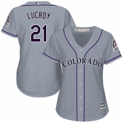 Womens Majestic Colorado Rockies 21 Jonathan Lucroy Authentic Grey Road Cool Base MLB Jersey 
