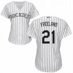 Womens Majestic Colorado Rockies 21 Kyle Freeland Authentic White Home Cool Base MLB Jersey 