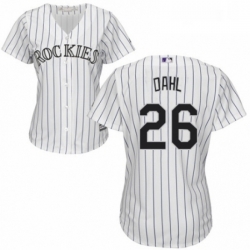 Womens Majestic Colorado Rockies 26 David Dahl Authentic White Home Cool Base MLB Jersey 