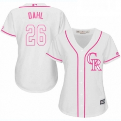 Womens Majestic Colorado Rockies 26 David Dahl Replica White Fashion Cool Base MLB Jersey 