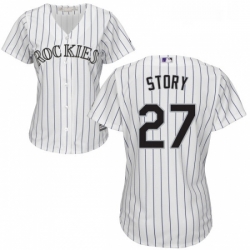 Womens Majestic Colorado Rockies 27 Trevor Story Authentic White Home Cool Base MLB Jersey