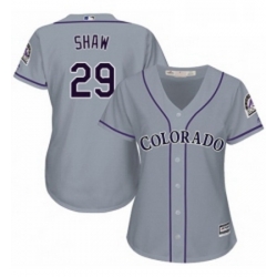 Womens Majestic Colorado Rockies 29 Bryan Shaw Authentic Grey Road Cool Base MLB Jersey 