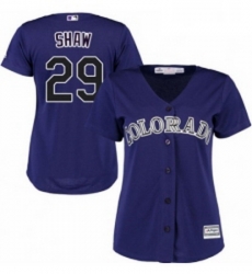 Womens Majestic Colorado Rockies 29 Bryan Shaw Authentic Purple Alternate 1 Cool Base MLB Jersey 