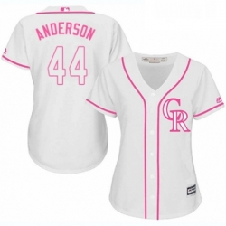 Womens Majestic Colorado Rockies 44 Tyler Anderson Authentic White Fashion Cool Base MLB Jersey 