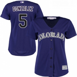 Womens Majestic Colorado Rockies 5 Carlos Gonzalez Authentic Purple Alternate 1 Cool Base MLB Jersey