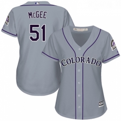 Womens Majestic Colorado Rockies 51 Jake McGee Replica Grey Road Cool Base MLB Jersey