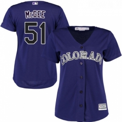 Womens Majestic Colorado Rockies 51 Jake McGee Replica Purple Alternate 1 Cool Base MLB Jersey