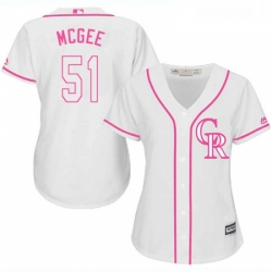 Womens Majestic Colorado Rockies 51 Jake McGee Replica White Fashion Cool Base MLB Jersey