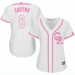 Womens Majestic Colorado Rockies 6 Daniel Castro Authentic White Fashion Cool Base MLB Jersey 