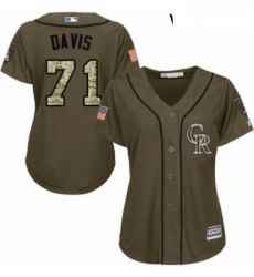 Womens Majestic Colorado Rockies 71 Wade Davis Authentic Green Salute to Service MLB Jersey 