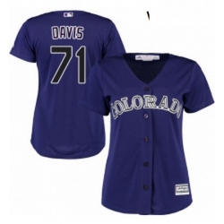 Womens Majestic Colorado Rockies 71 Wade Davis Authentic Purple Alternate 1 Cool Base MLB Jersey 