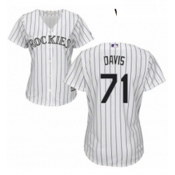 Womens Majestic Colorado Rockies 71 Wade Davis Authentic White Home Cool Base MLB Jersey 