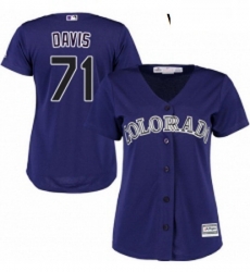 Womens Majestic Colorado Rockies 71 Wade Davis Replica Purple Alternate 1 Cool Base MLB Jersey 