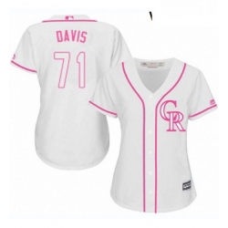 Womens Majestic Colorado Rockies 71 Wade Davis Replica White Fashion Cool Base MLB Jersey 