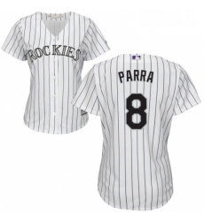 Womens Majestic Colorado Rockies 8 Gerardo Parra Authentic White Home Cool Base MLB Jersey